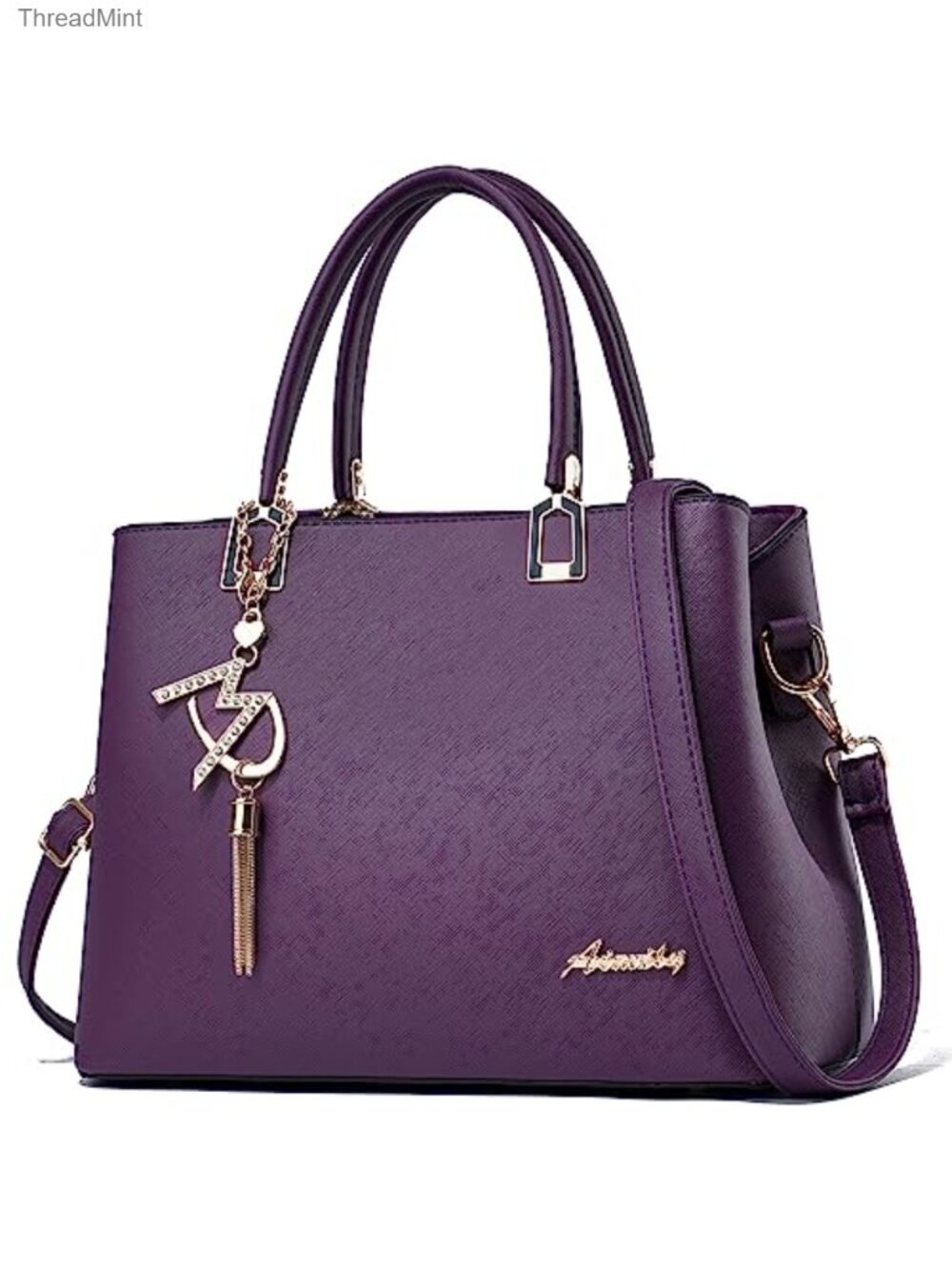 PU Leather Satchel Handbag Faux Leather Top Handle Shoulder Bag Purse